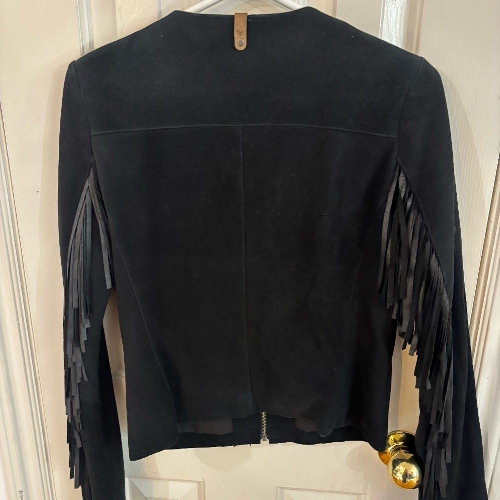 Mackage X Aritzia black suede jacket with fringe - Picture 2 of 6